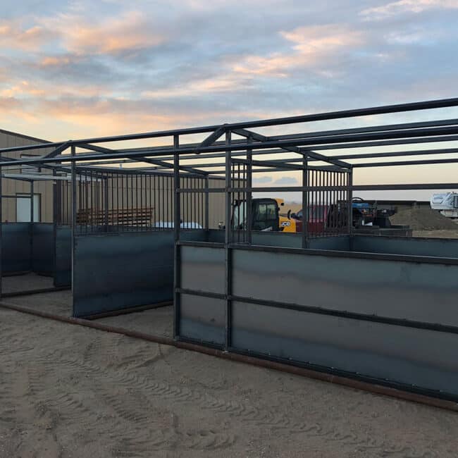 Portable loafing sheds being build